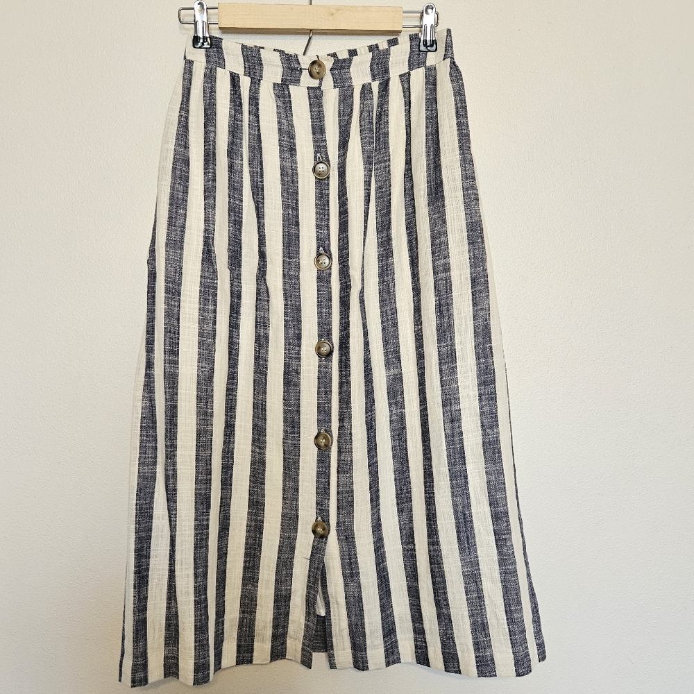 Reset by Jane Long Striped Flax Skirt